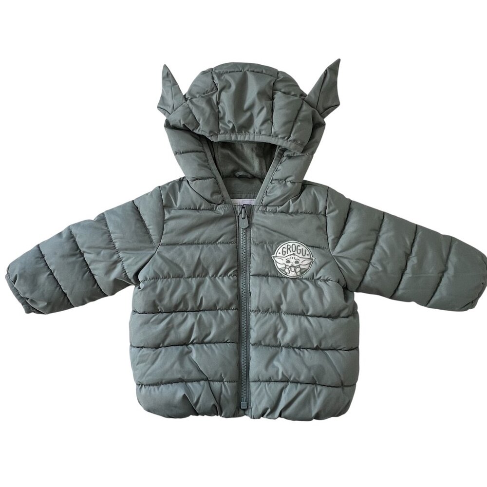 Baby Gap x Star Wars Grogu Puffer Jacket 6-12 months Lightweight Gasoline Green